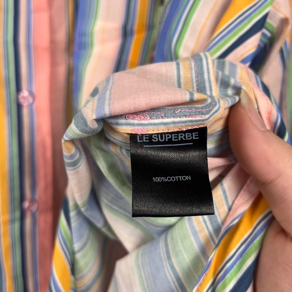 LE SUPERBE Embellished Over You Shirt striped pink silver size small oversize - Picture 6 of 8